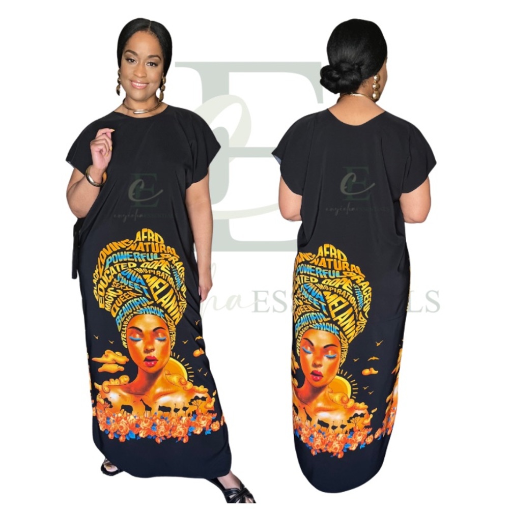 Vibrant Afrocentric Maxi MuuMuu Dress